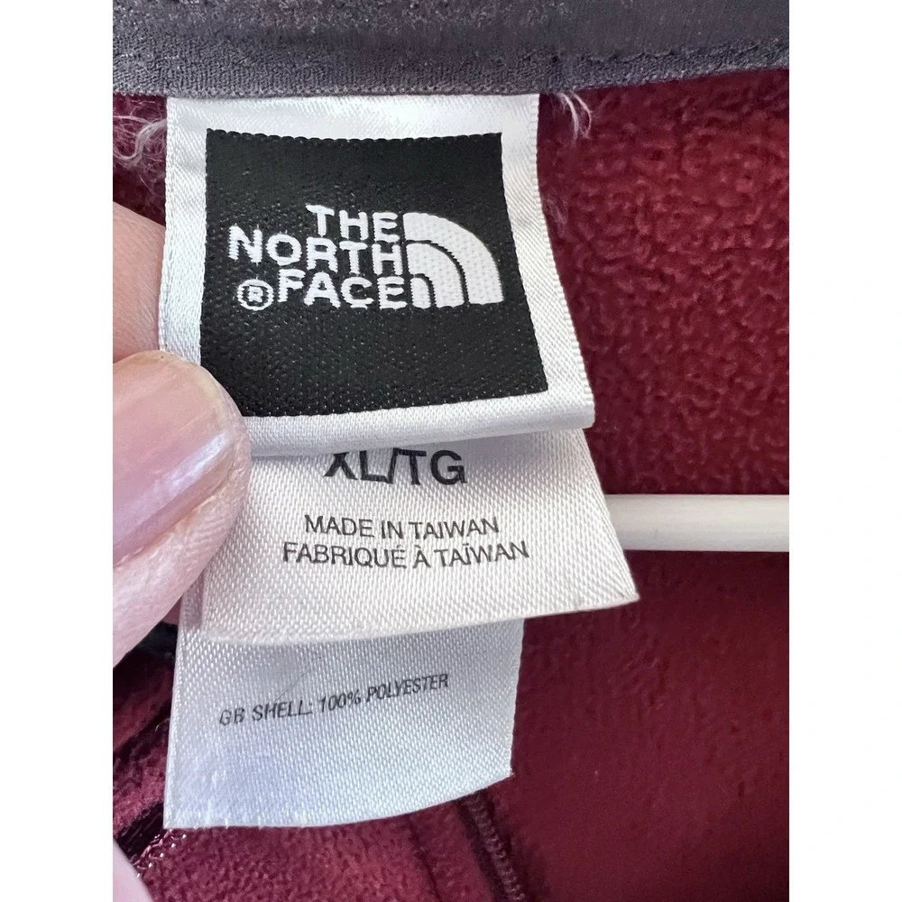 The North Face Pullover Men's Sz XL Red‎ Gray 1/4 Zip Fleece Sweatshirt Hiking